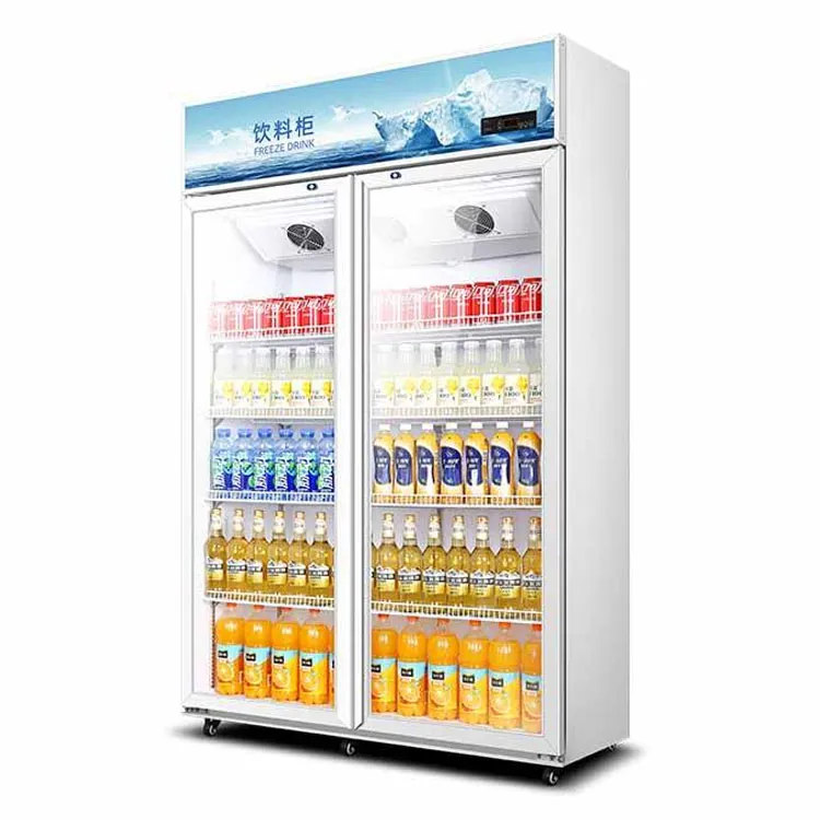 double-door commercial refrigerated display cabinet