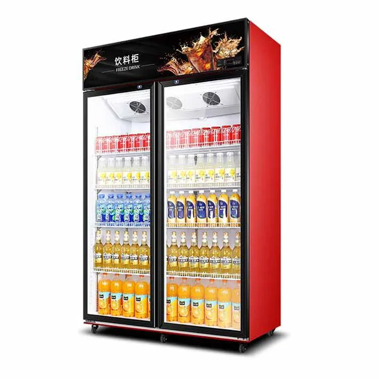 double-door commercial refrigerated display cabinet