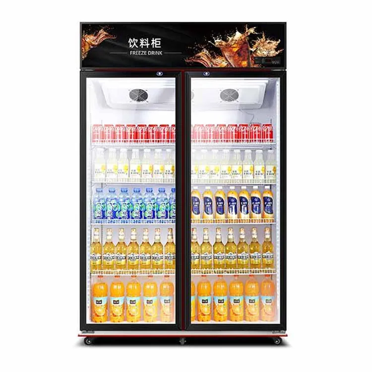 double-door commercial refrigerated display cabinet