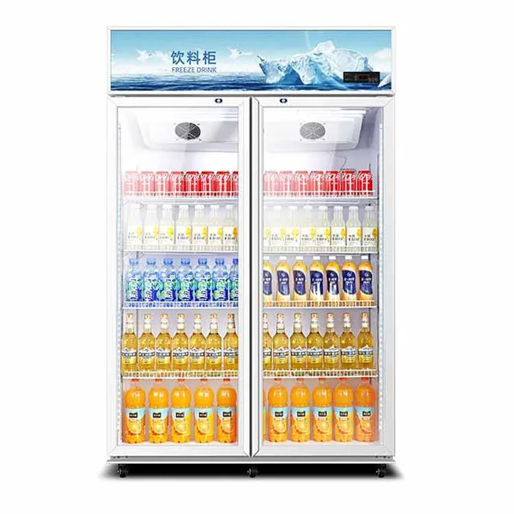 double-door commercial refrigerated display cabinet